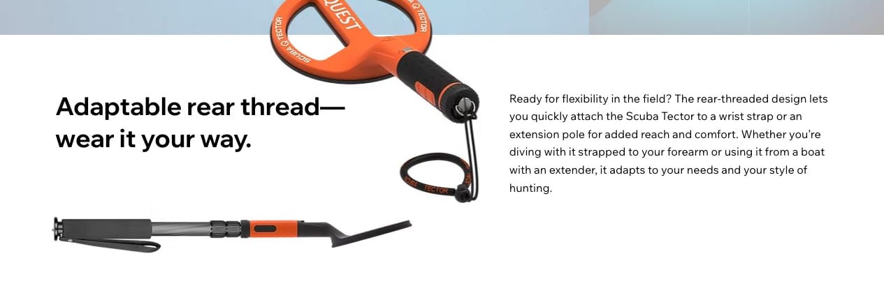 Scuba Tector II — adaptable rear thread for wrist strap or extension pole use